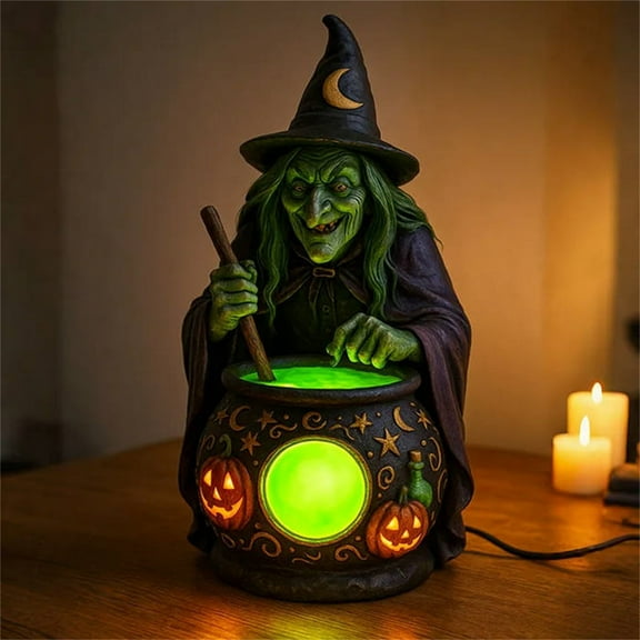 Diceymbol LED Witch Cauldron Lamp Halloween Decoration with Spooky Lighting Effect for Outdoor Indoor Home Decor and Halloween Party Display
