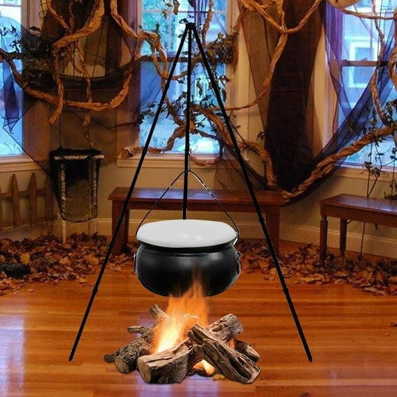 Diceymbol Large Halloween Witch Cauldron Decor Outdoor Tripod Set with LED Lights, Pot & Metal Stand, Perfect for Porch, Yard & Haunted Displays