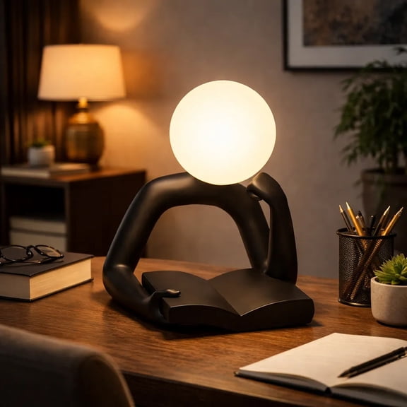 Diceymbol Led Table Lamp with Abstract Reader Sculpture Modern Art Night Light Contemporary Table Lamps for Living Room and Desk Lamps for Home Office Decor