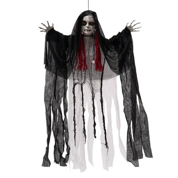 Diceymbol Life-Size Hanging Ghost Doll Halloween Decoration Motion-Activated Scary Animatronic with Sound for Haunted Houses & Parties