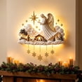 thumbnail image 1 of Diceymbol Lighted Nativity Wall Hanging Sign, Holy Birth Manger Wall Decor with Warm LED Lights and Snowflake Pendants for Christmas Home Decoration, 1 of 8
