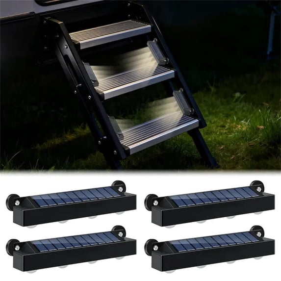 Diceymbol Magnetic Solar Step Lights Outdoor Waterproof 4 LED White Light for Deck Fence Stair Walkway Outdoor Modern Decor 8In
