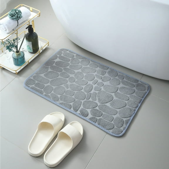 Diceymbol Memory Foam Stone Bath Mat, Machine Washable Mats,Non-Slip, Quick Dry Bath Rug, Super Water Absorbent Bath Mat, Rugs for Bathroom, Cobblestone Bathroom Rug