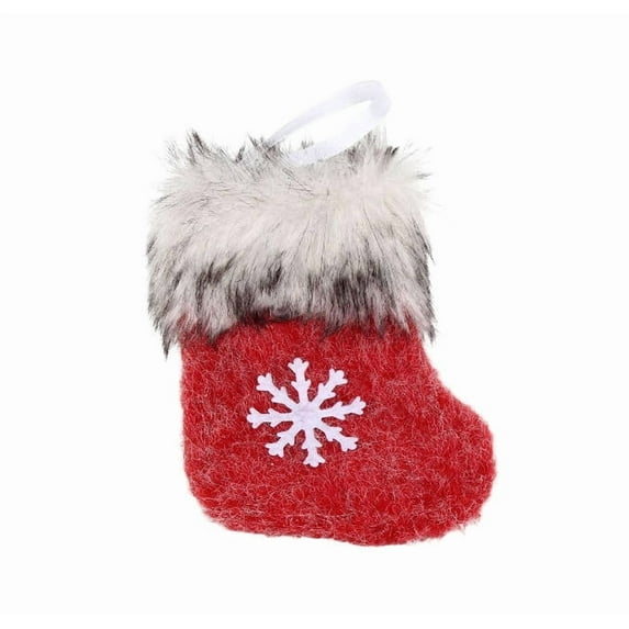 Diceymbol Mini Christmas Socks Decorations, Red Wool Hanging Socks, Set of 6, 5-Inch, for Tree Decor