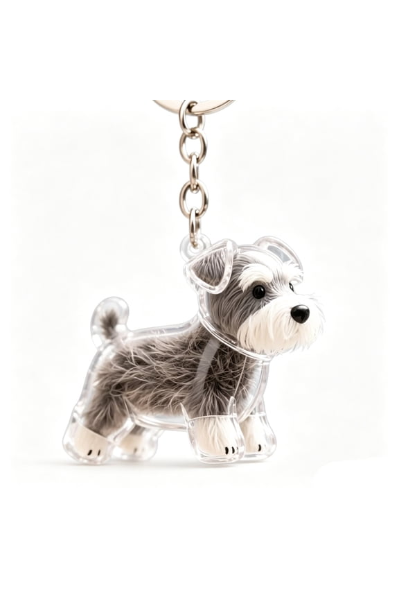 Mini Dog Keychain with Fuzzy Fur Accent Puppy Charm for Keys Backpack Bag 1 Inch