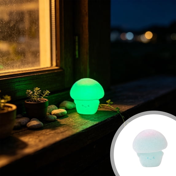 Diceymbol Mini Glow in The Dark Mushroom Figurines 3 Pcs Flocked Resin Fairy Garden Decor 1 Inch