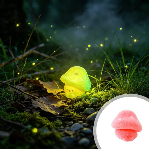 Diceymbol Mini Glow in The Dark Mushroom Figurines 3 Pcs Flocked Resin Fairy Garden Decor 1 Inch