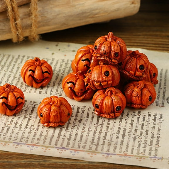 Diceymbol Mini Pumpkin Ornaments 16-Piece, Resin Thanksgiving Decor 0.79 Inch