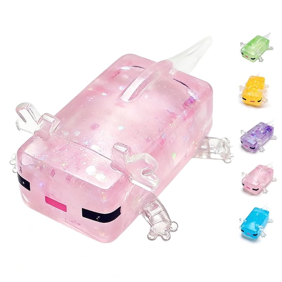 Diceymbol Multi-Color Glitter Axolotl Squeeze, Maltose Soft Texture Slow Rebound, Realistic Axolotl Decompression for Office, Home & Daily Relaxation, Portable Handheld Relaxation Item