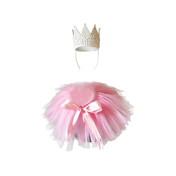 Diceymbol Pink Princess Porch Goose Outfit 23 Inch Crochet Crown Satin Bow Tutu Party Goose Decor