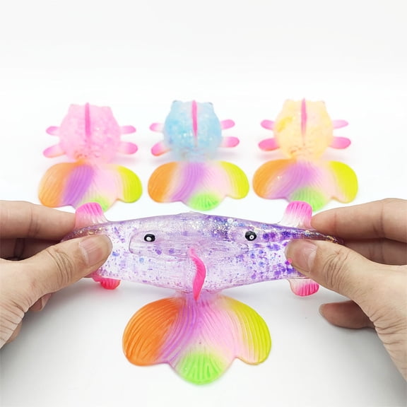 Diceymbol Rainbow Tail Glitter Goldfish Squishy Stress Reliever Calming for Office Desk and Daily Tension Relief 4In