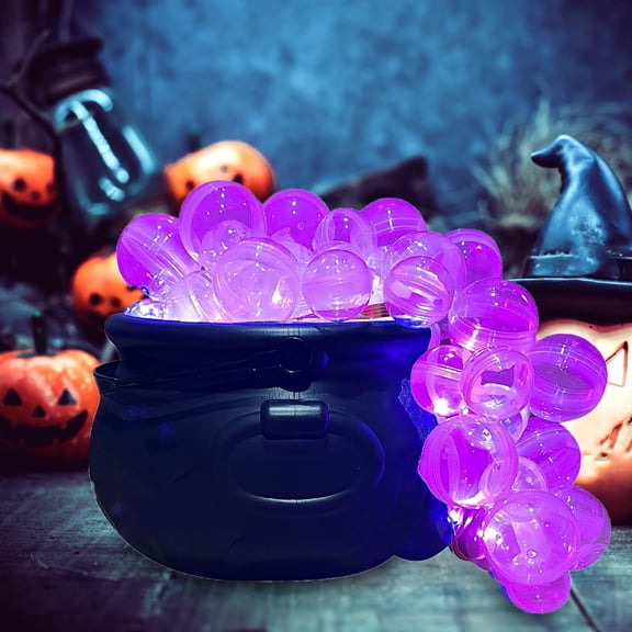 Diceymbol Remote Control Purple Bubble Witch Cauldron Tabletop Light Kit for Patio Garden Halloween Decorations 8 Inch
