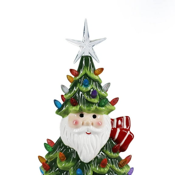 Diceymbol Resin Christmas Tree with Lights 11 Inch Tabletop Decor for Home, Office, Holiday Display Battery-Operated LED Nightlight for Festive Ambiance