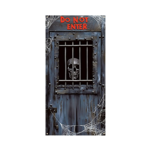 Diceymbol Scary Halloween Door Cover Decor, Skull Ghost Party Decoration, 71x35 Inch