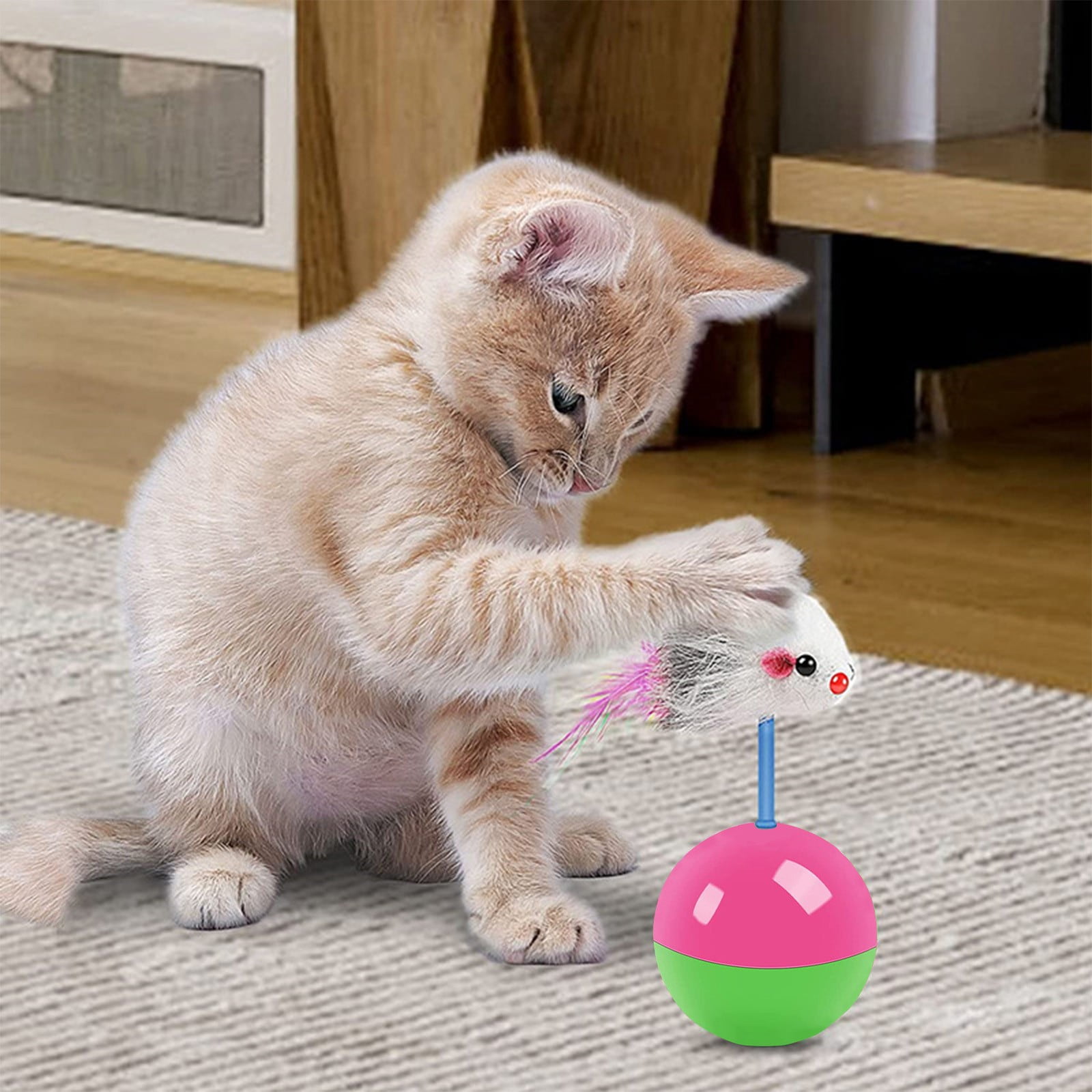 Diceymbol Self-Balancing Cat Toy Mouse Colorful Feather Tumbler with ...