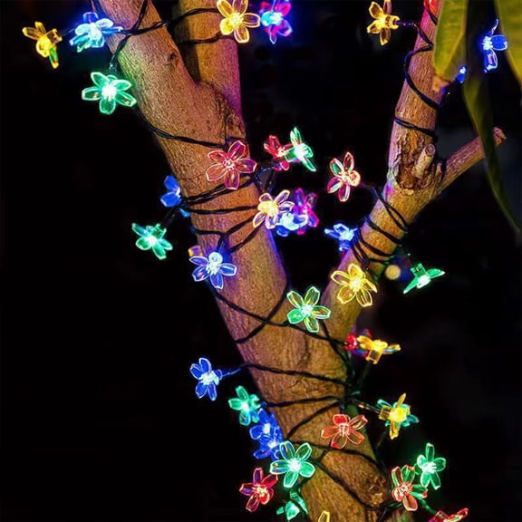Diceymbol Solar Crystal Flower String Lights Colorful Waterproof Extra Long Solar Powered Fairy Lights for Lawn Patio Backyard Outdoor Decor 16.40Ft