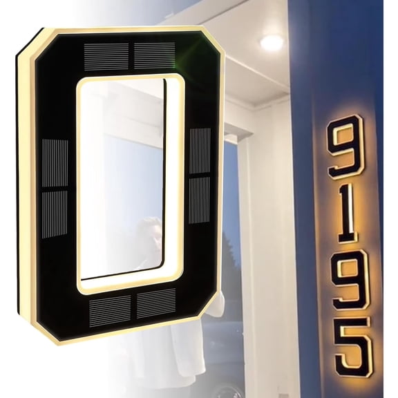 Diceymbol Solar House Number Sign LED Lighted Address Plaque for Front Door Driveway Yard Waterproof Outdoor Decor 9In