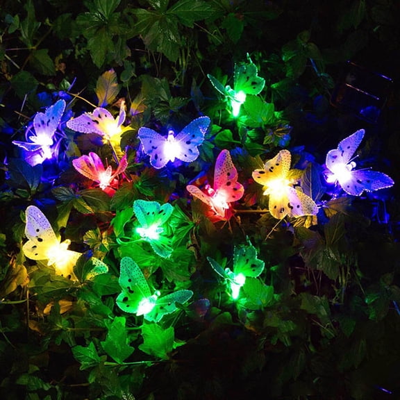 Diceymbol Solar String Lights Outdoor Waterproof Butterfly Shaped Solar Fairy Lights Soft LED Garden Lights for Yard Patio Wedding Party Decor