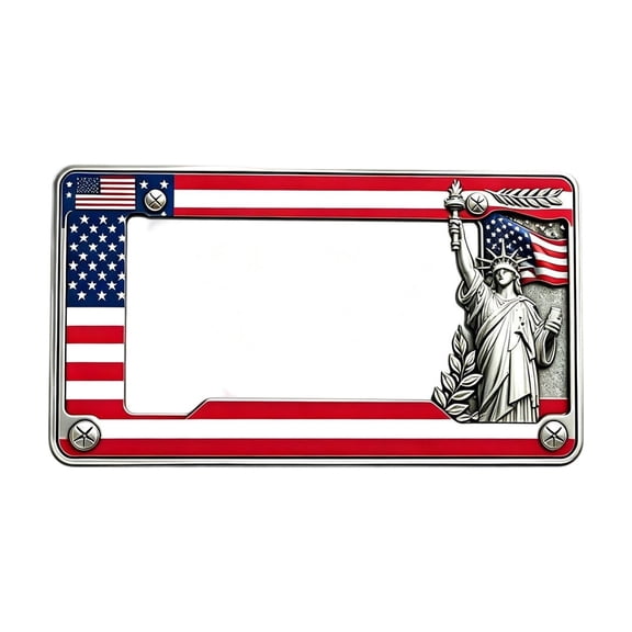Diceymbol Statue Of Liberty License Plate Frame American Flag Embossed for 4th of July Memorial Day Car Auto Decor 12In