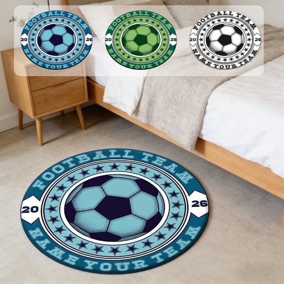 Diceymbol Vintage Football Team Round Rug 24 Inch Non-Slip Absorbent Floor Mat with Classic Soccer Logo for Game Day Party Home Indoor Decor