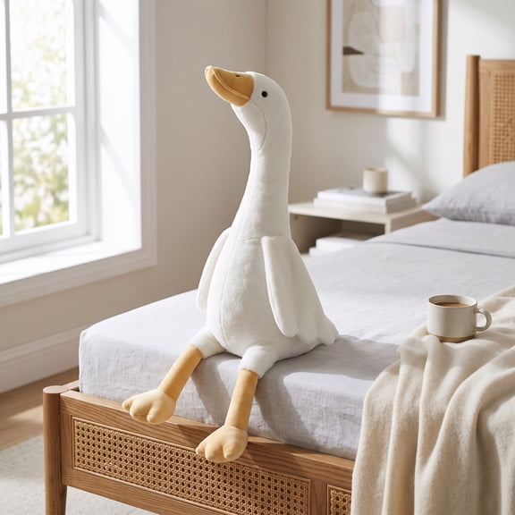 Diceymbol White Goose Plush Decoration, 15.75 Inch Soft Goose Stuffed Figure for Sofa, Bed, Shelf, Chair and Home Decor