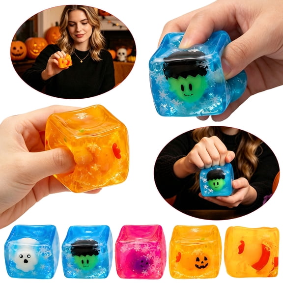 Diceymbol Zombie Cube Halloween Squishy 2.16 Inch, Slow Rising Squeeze Fidget Item for Desk Novelty Gift Party Favor