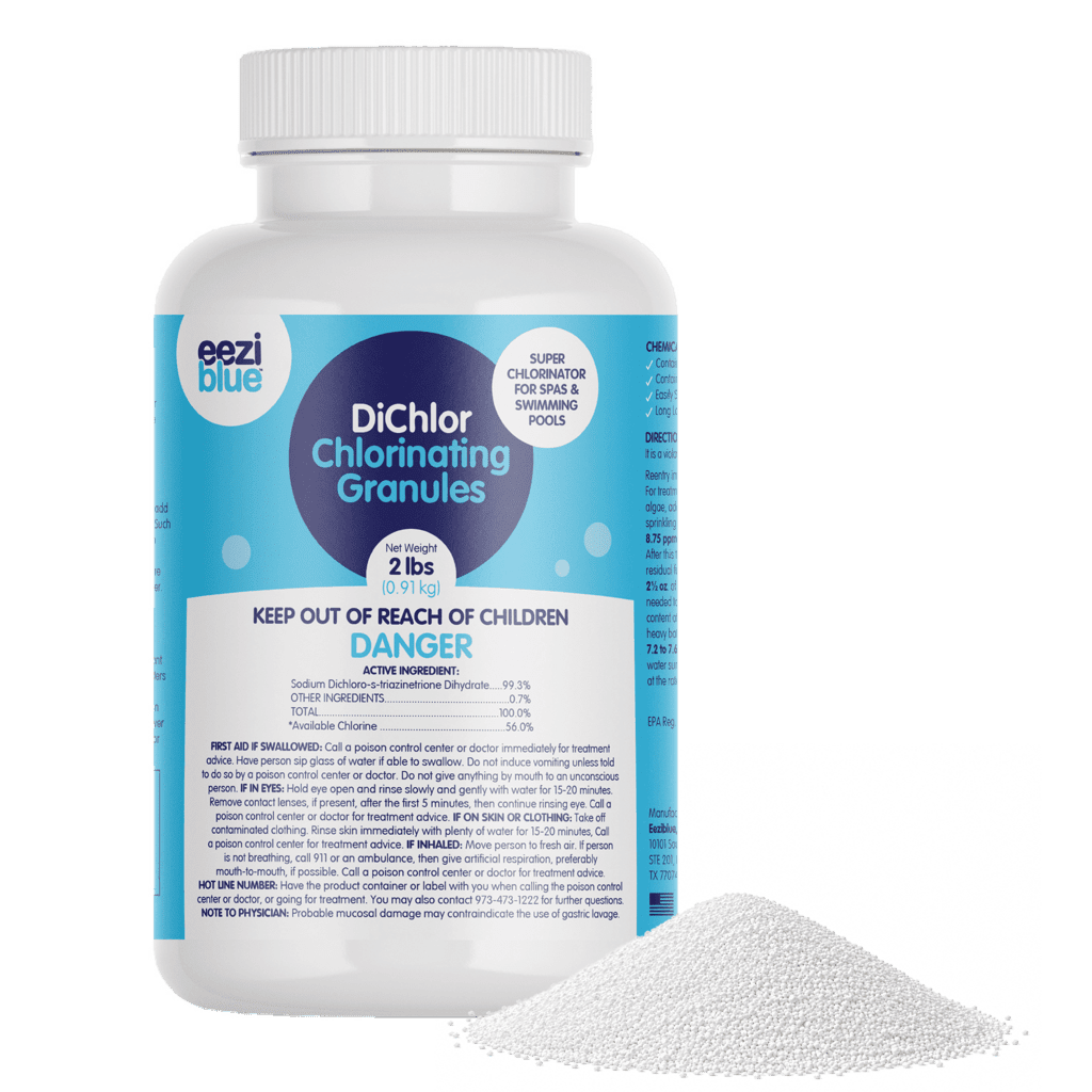 Eeziblue Chlorinating Granules - 2 lbs, Sodium DiChlor Pool Shock, Granular Shock for Hot Tub or Spa