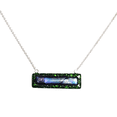 thumbnail image 1 of Dichroic Geometric on Green Sparkle Fused Glass Bar Necklace, 1 of 1