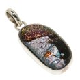 thumbnail image 1 of Dichroic Glass (Simulated) Solid 925 Sterling Silver Pendant 1.38" SP-2359, 1 of 1