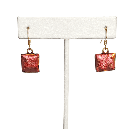 Dichroic Red Lava Earrings