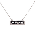 thumbnail image 1 of Dichroic Silver Skulls on Lavender Fused Glass Bar Necklace, 1 of 1