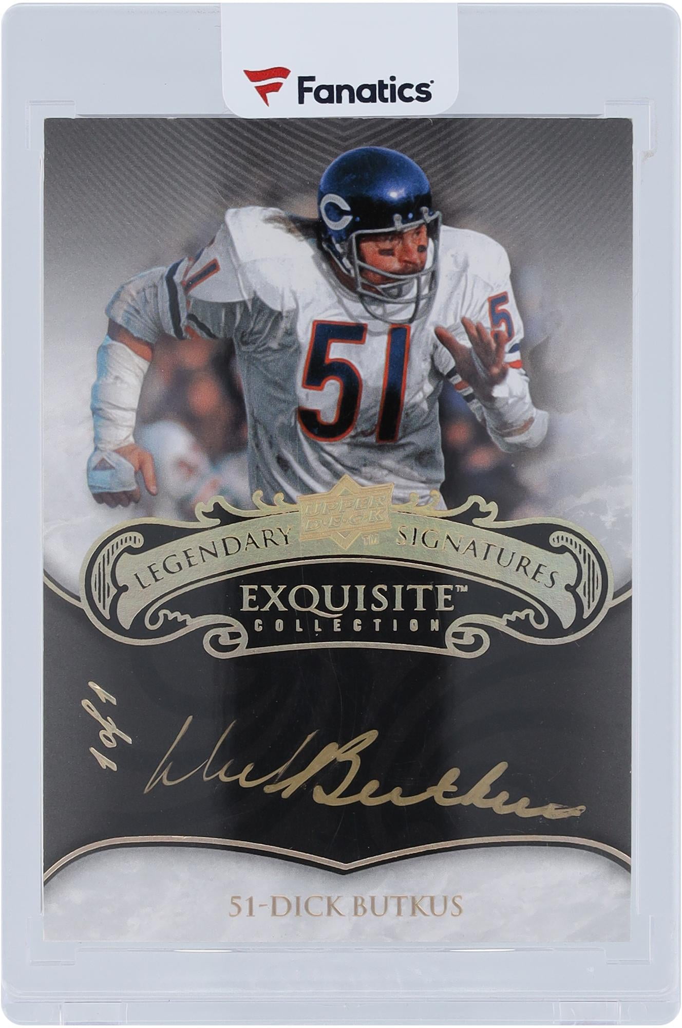 Dick Butkus Chicago Bears Autographed 2008 Upper Deck Exquisite Collection Gold Ink #EGS-DB #1/1 Card - Fanatics Authentic Certified