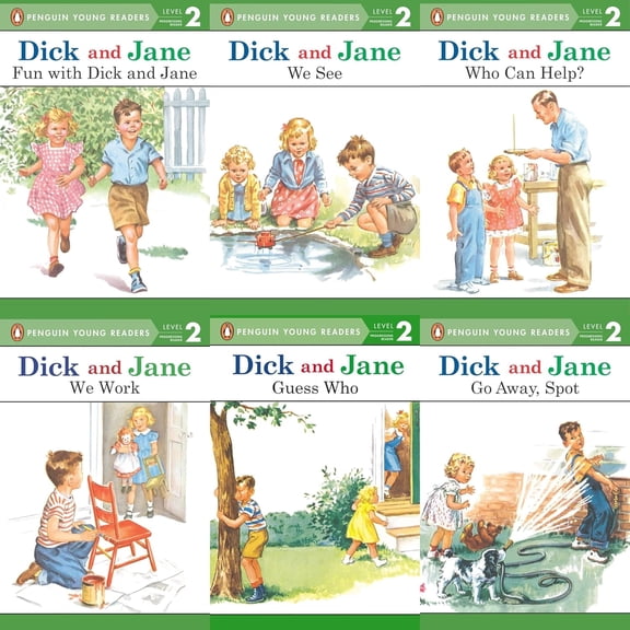 Dick and Jane Readers Level 2: Fun With Dick and Jane; Go Away Spot; Guess Who? Who Can Help? We See; We Work (Paperback Set)