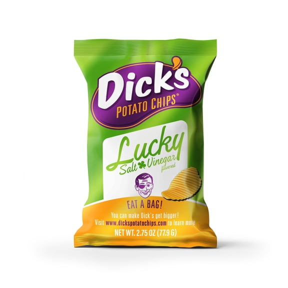 Dick's Lucky Salt & Vinegar Ripple Potato Chips, 2.75 oz Bags, 16 Count