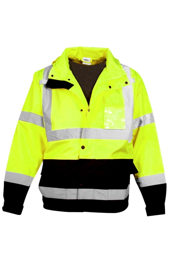 Hi-Viz Rain Jacket, Yellow/Black - 2X