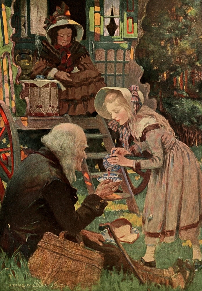 Dickenss Children 1912 Little Nell & her grandfather Canvas Art - Jessie Willcox Smith (18 x 24)