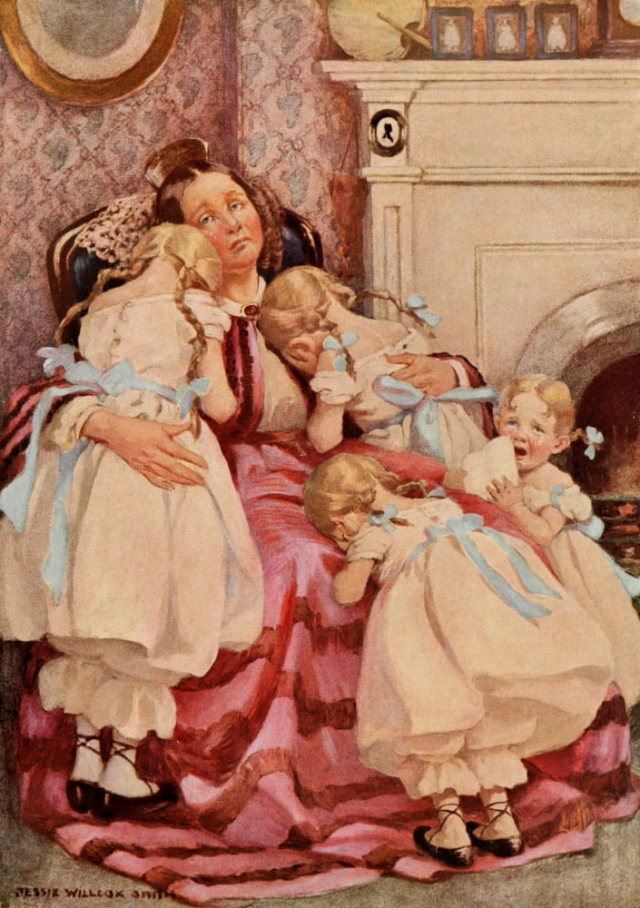 Dickenss Children 1912 Mrs Kenwigs & children Canvas Art - Jessie Willcox Smith (24 x 36)