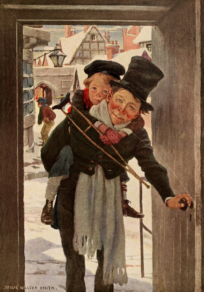 Dickenss Children 1912 Tiny Tim & Bob Cratchit Canvas Art - Jessie Willcox Smith (18 x 24)