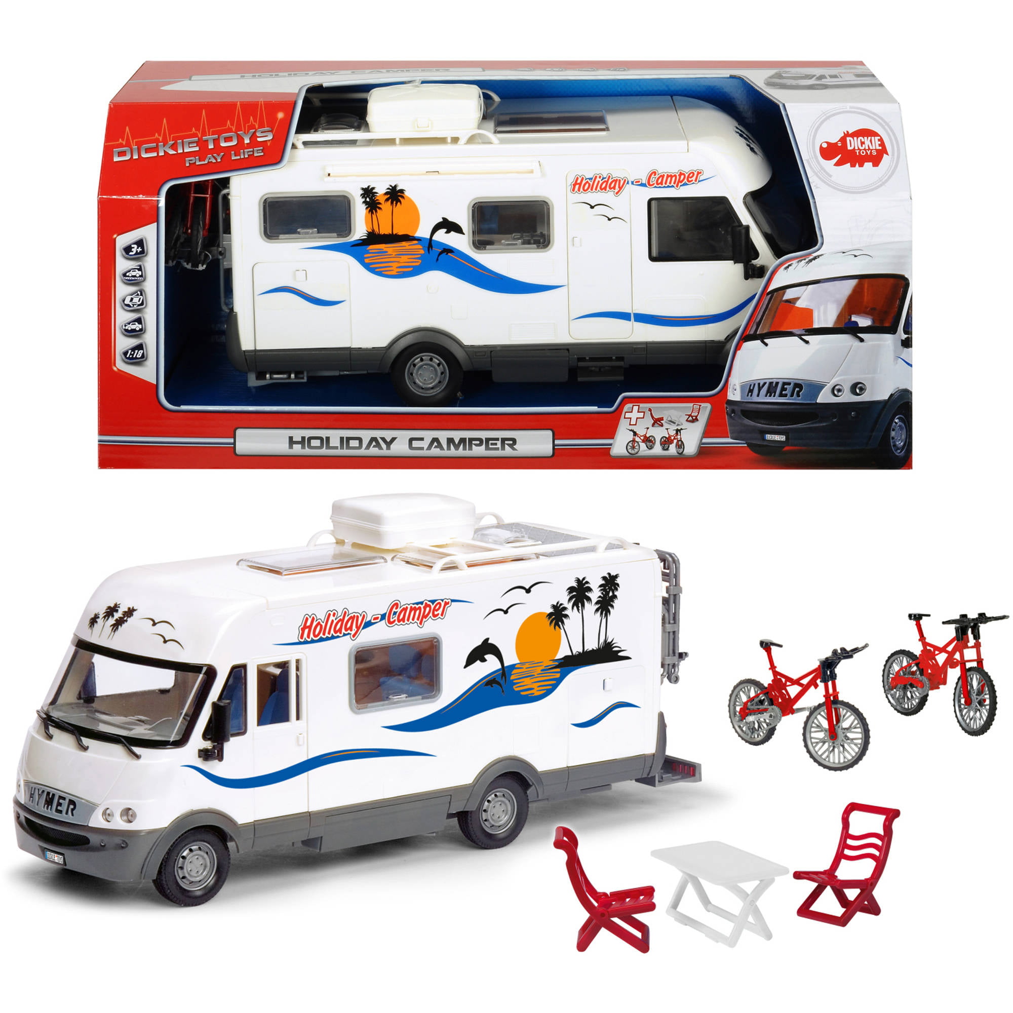 Dickie 203837021 Camping-car miniature 30 cm - dépliable avec