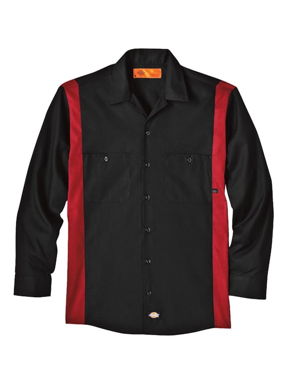 5524L Industrial Colorblocked Long Sleeve Shirt - Long Sizes - Black/ English Red - 3XLT