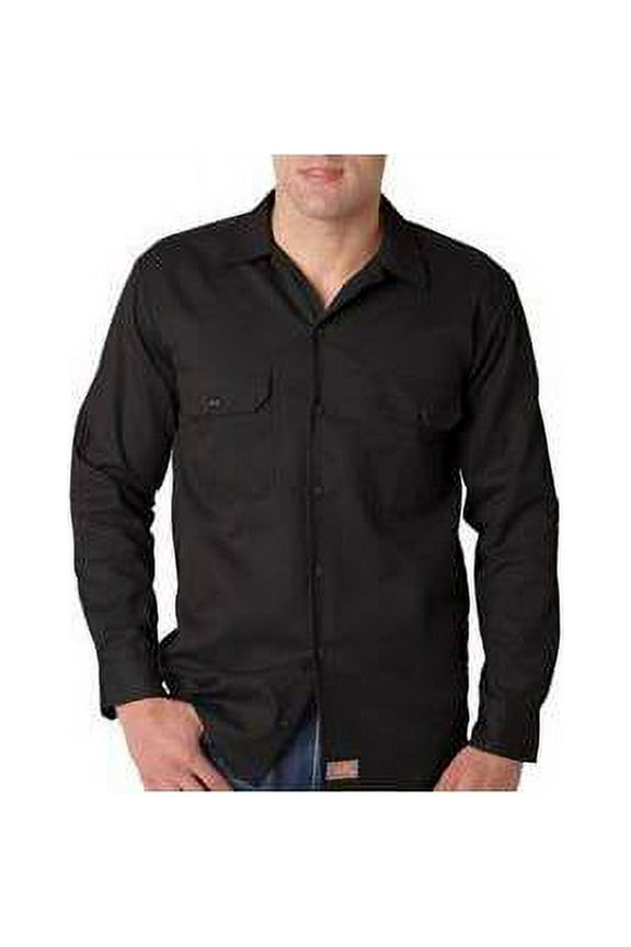 Adult Long-Sleeve Blend Work Shirt, Black XX-Large