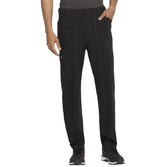 Dickies Advance Medical Scrubs Pant for Men Straight Leg Zip Fly Cargo Plus Size DK205, 5XL, Black