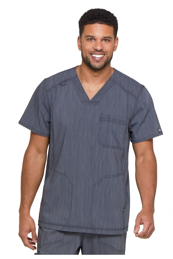 Advance Medical Scrubs Top for Men V-Neck 3 Pocket DK695, XS, Pewter Twist