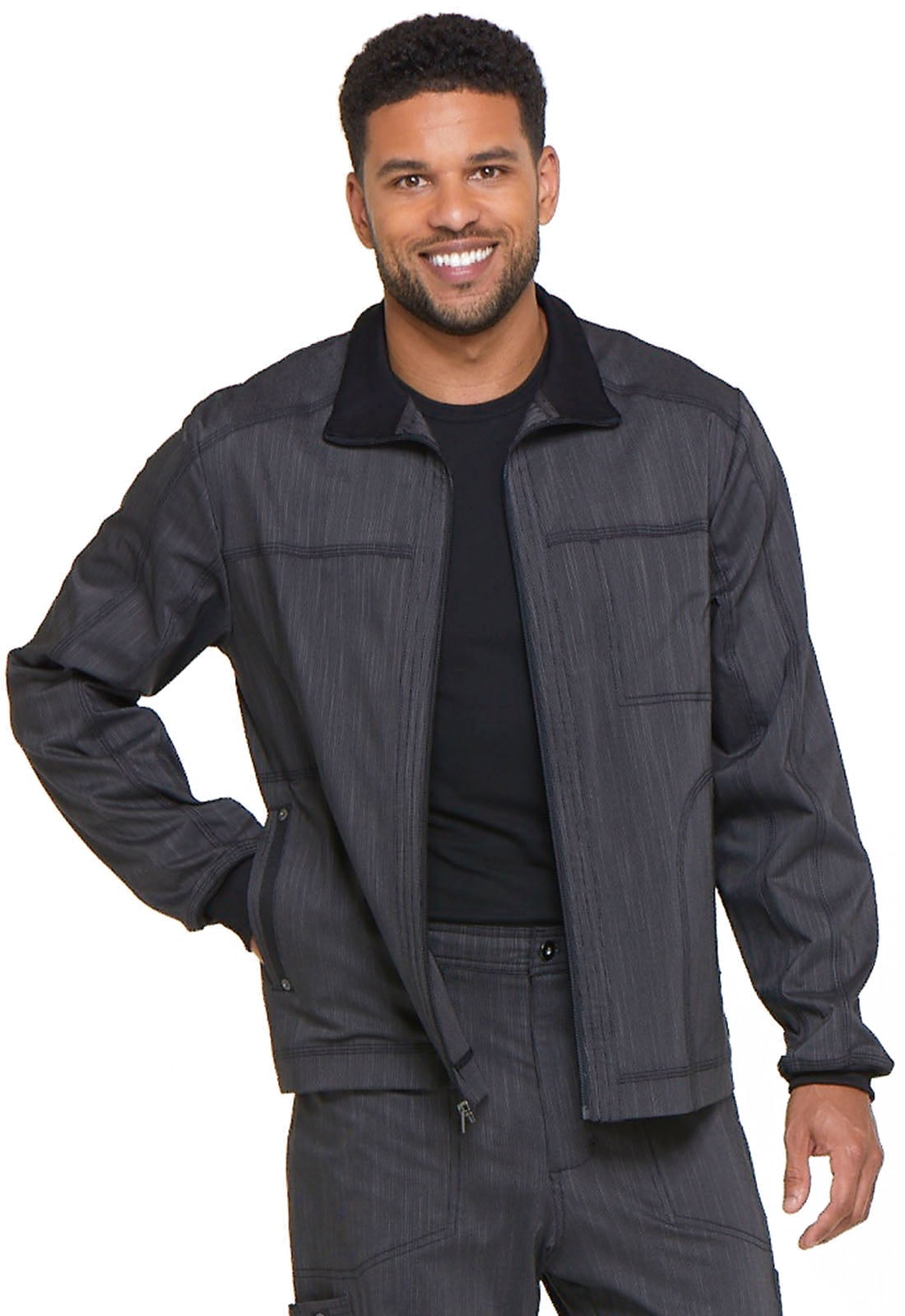 Dickies Advance Medical Scrubs Warm Up Jacket for Men Zip Front Moto