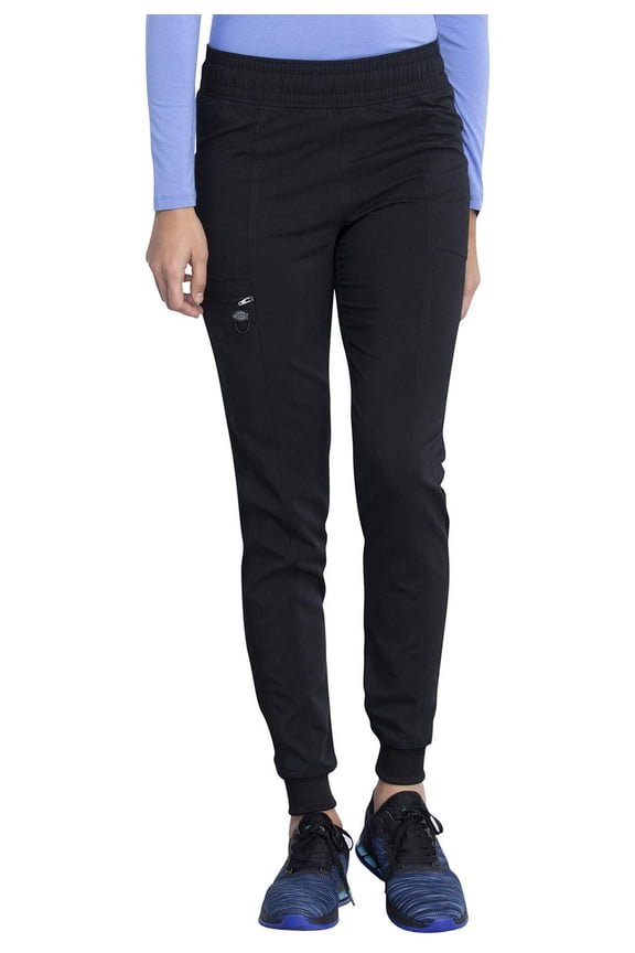 Women Scrub Pant Mid Rise Jogger with 5 Pocket and Elastic Waistband DK155T, M Tall, Black