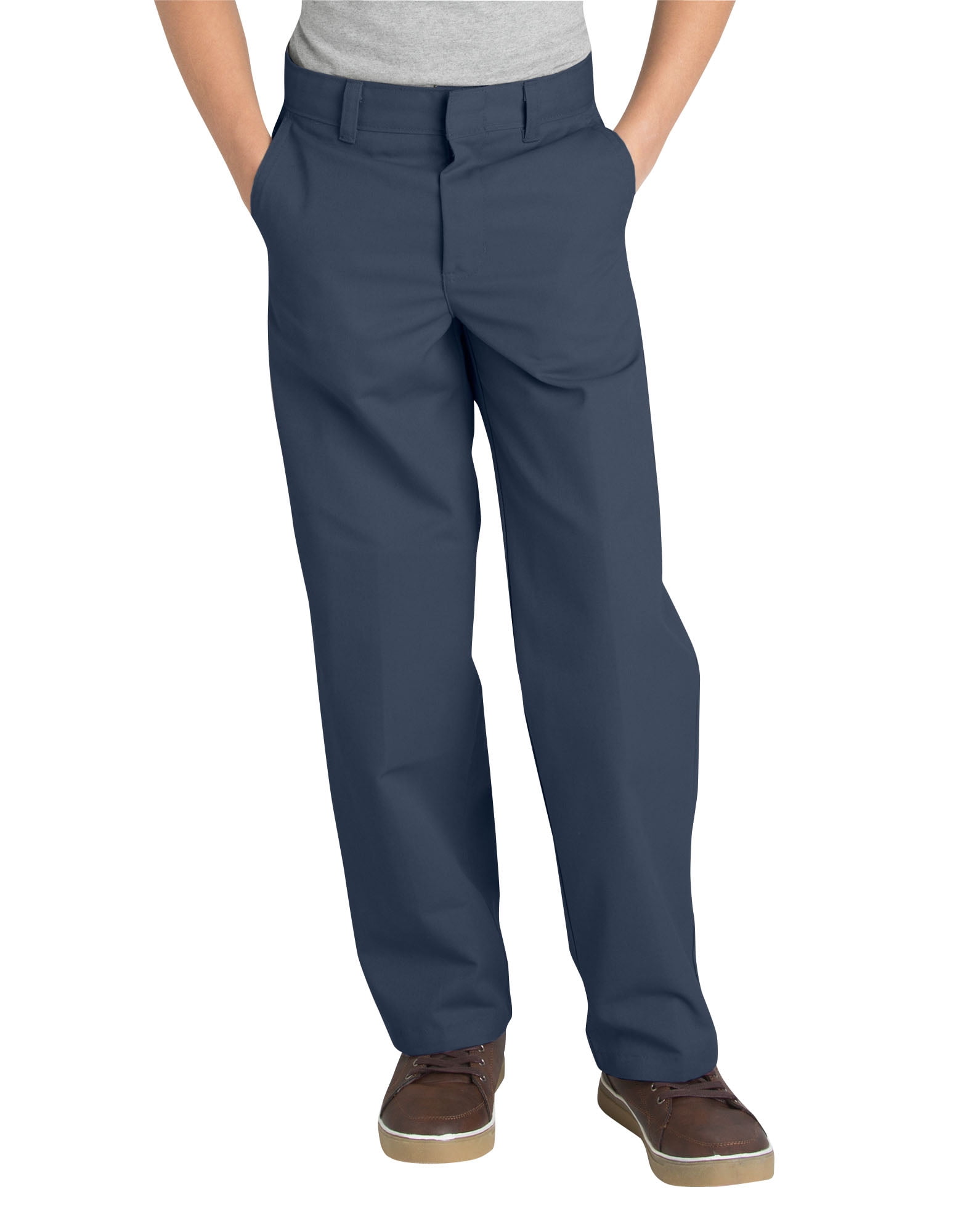 Dickies Boys School Uniform Classic Fit Straight Leg Flat Front Pants, Sizes 4-20 & Husky
