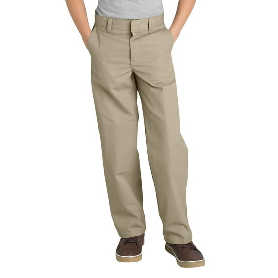 Dickies Boys School Uniform Classic Fit Straight Leg Flat Front Pants, Sizes 4-20 & Husky