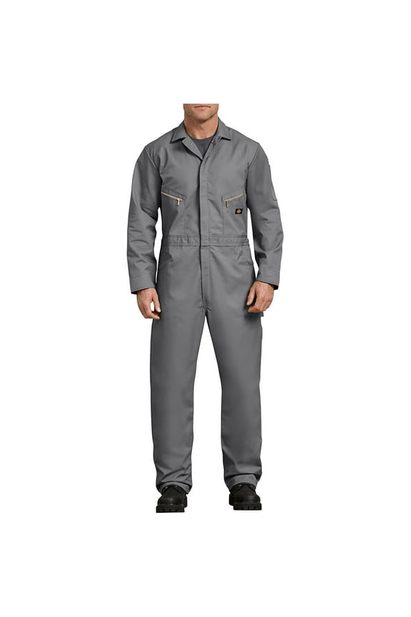 Deluxe Blend Long Sleeve Mechanic Work Coveralls, Grey, Men's S
