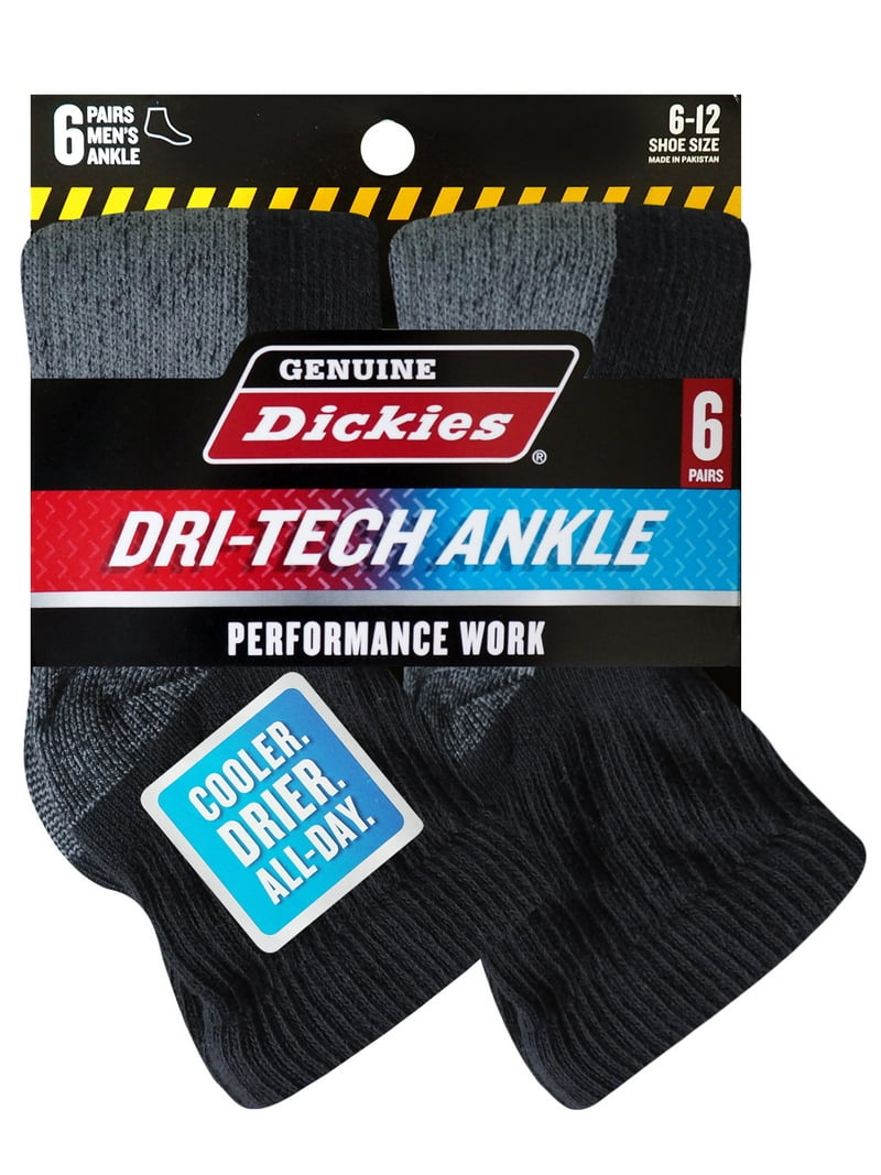 РОЙ（デサントソックス　BLACK） Dickies Men's Dri-tech Moisture Control Socks, Black, Shoe Size 12