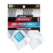 Dickies Men's Dri-tech Moisture Control Quarter Socks 6-Pack with Padded Heel